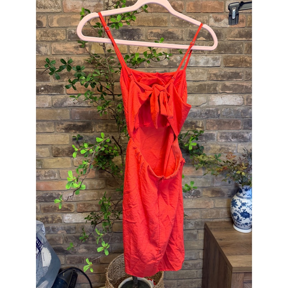 SOLD White Fox Boutique Red Wrap Tie Back Cutout Mini Dress Medium